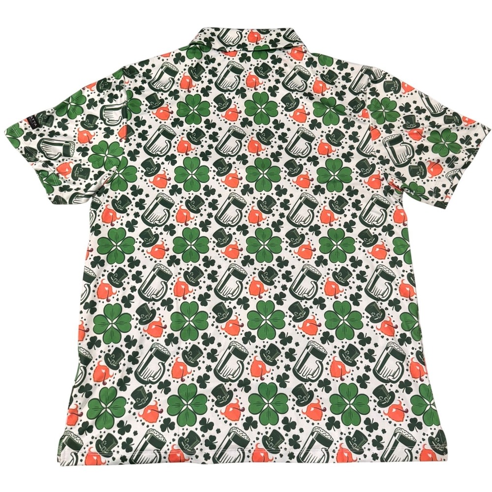 Yatta Golf Mens Large Leprechaun Luck Polo Shirt St Patricks Day Green Clover - Picture 7 of 8